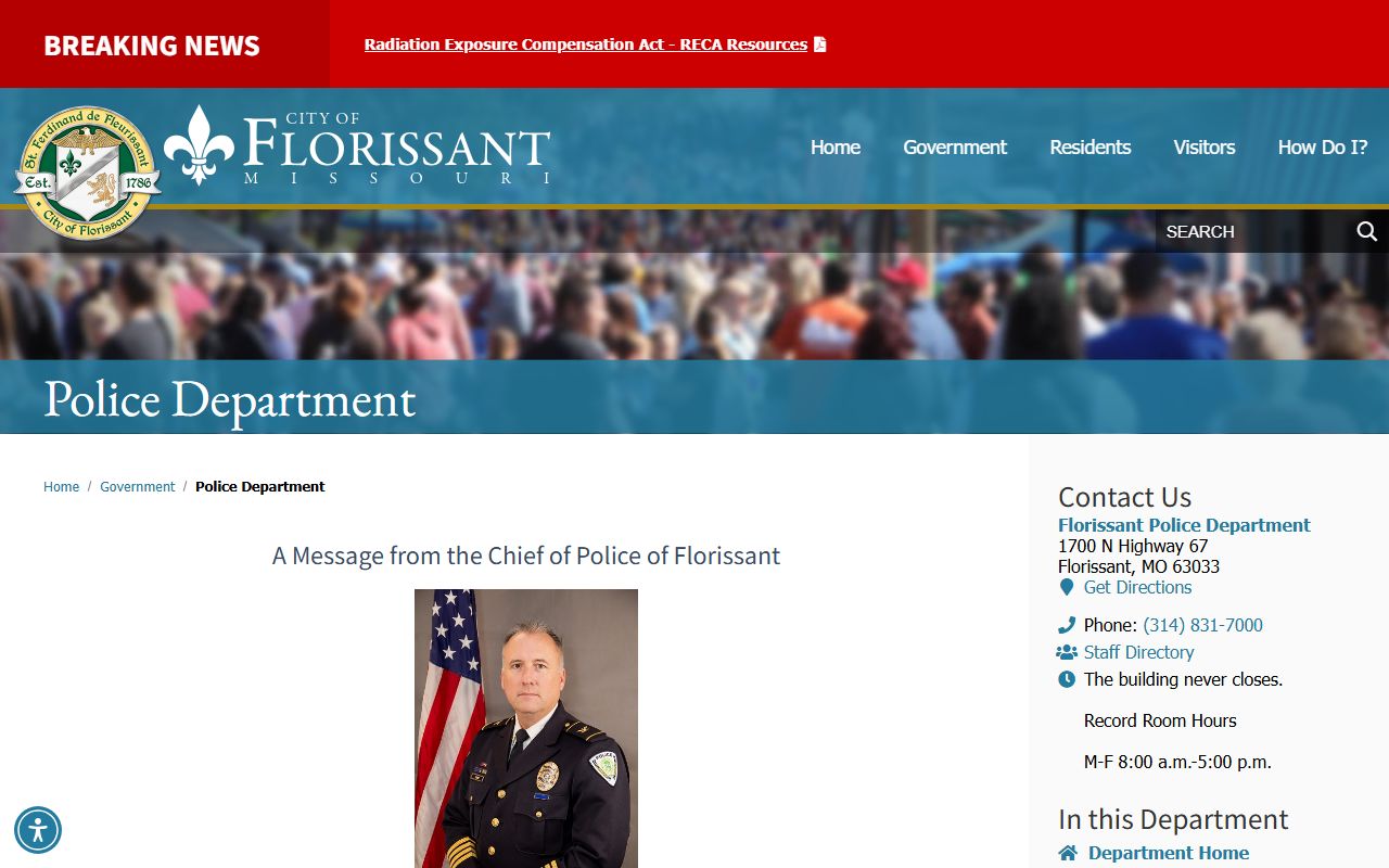 Florissant Police Department inmate population records