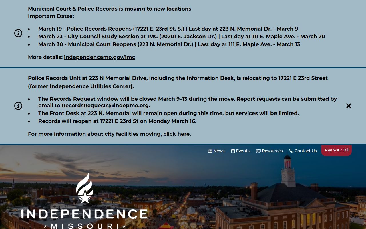 Independence Police Department inmate population records