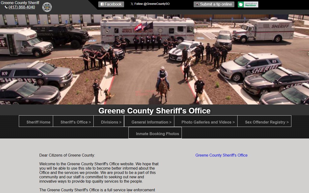 Greene County Sheriff Springfield inmate population resources