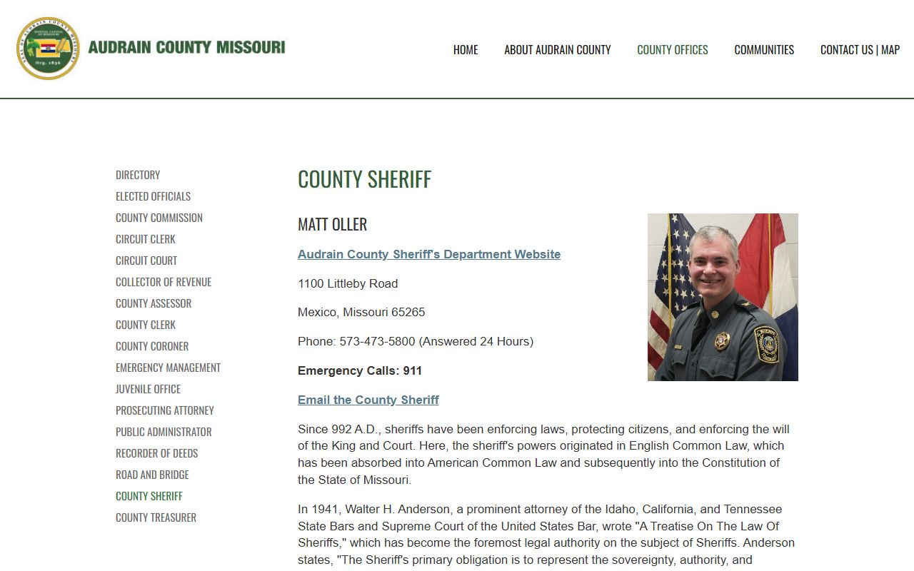 Audrain County Sheriff's Office Missouri inmate population records
