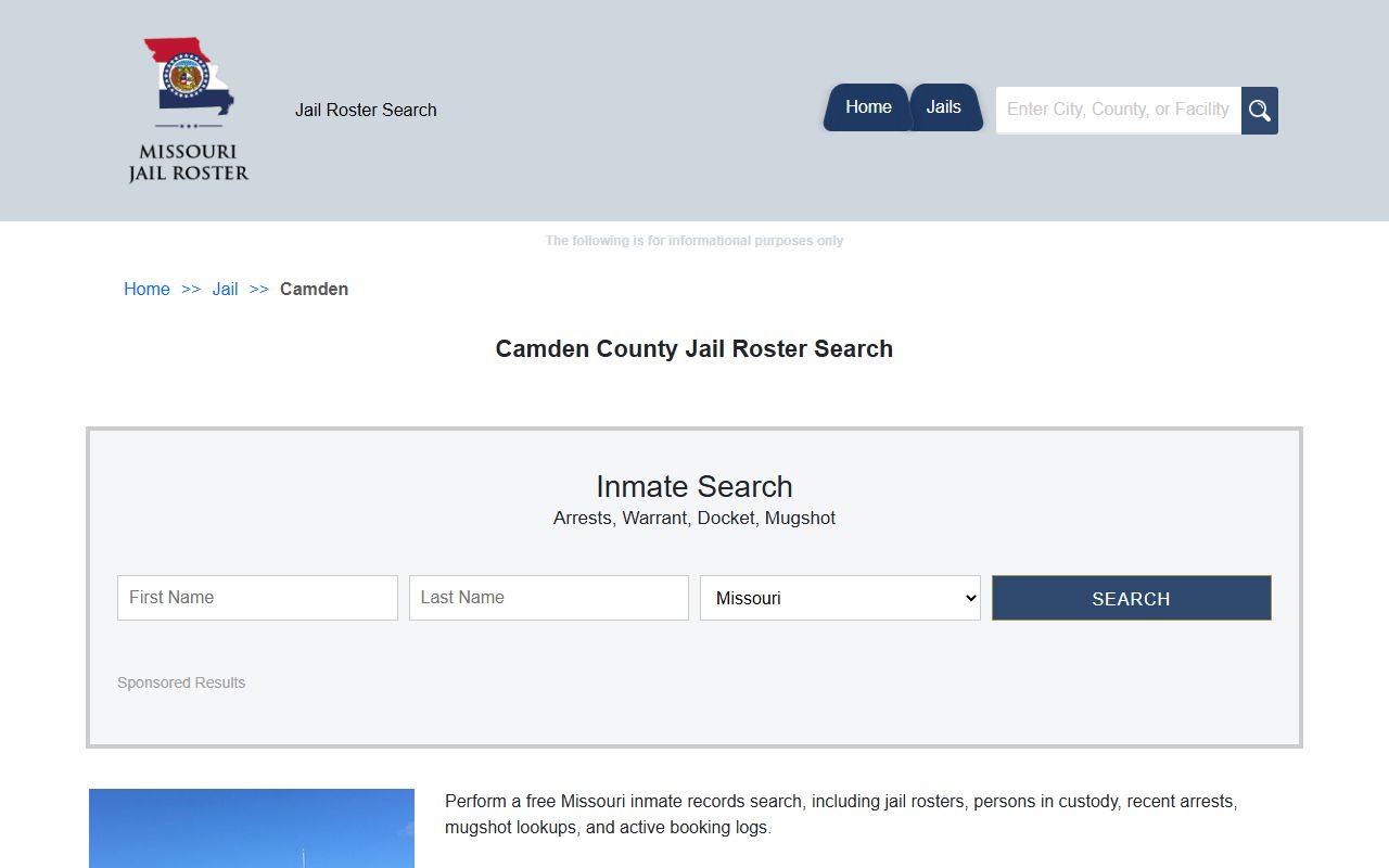 Camden County Sheriff's Office website for Camden County inmate population records