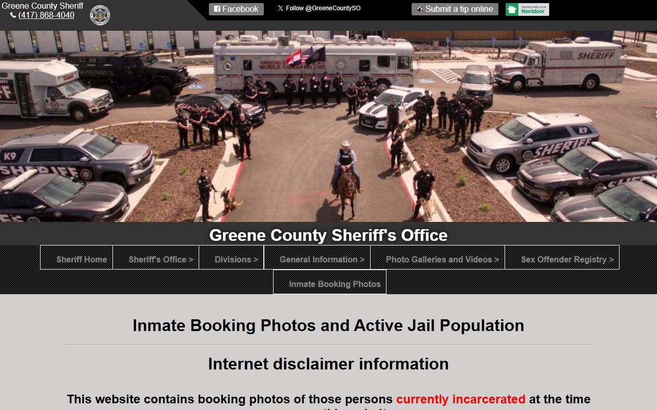 Greene County Jail JailTracker booking photos Greene County Missouri inmate population records