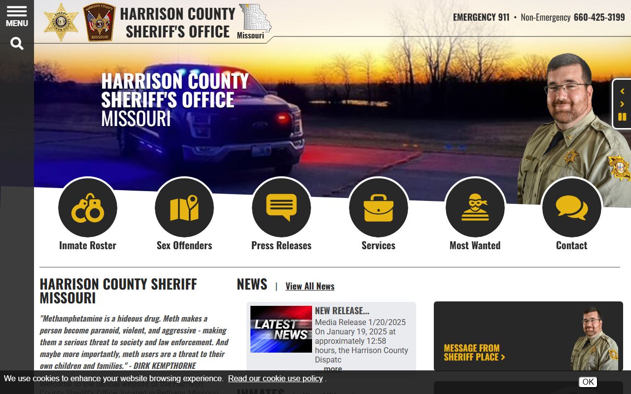 Harrison County Sheriff's Office Missouri inmate population records